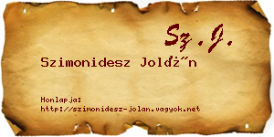 Szimonidesz Jolán névjegykártya